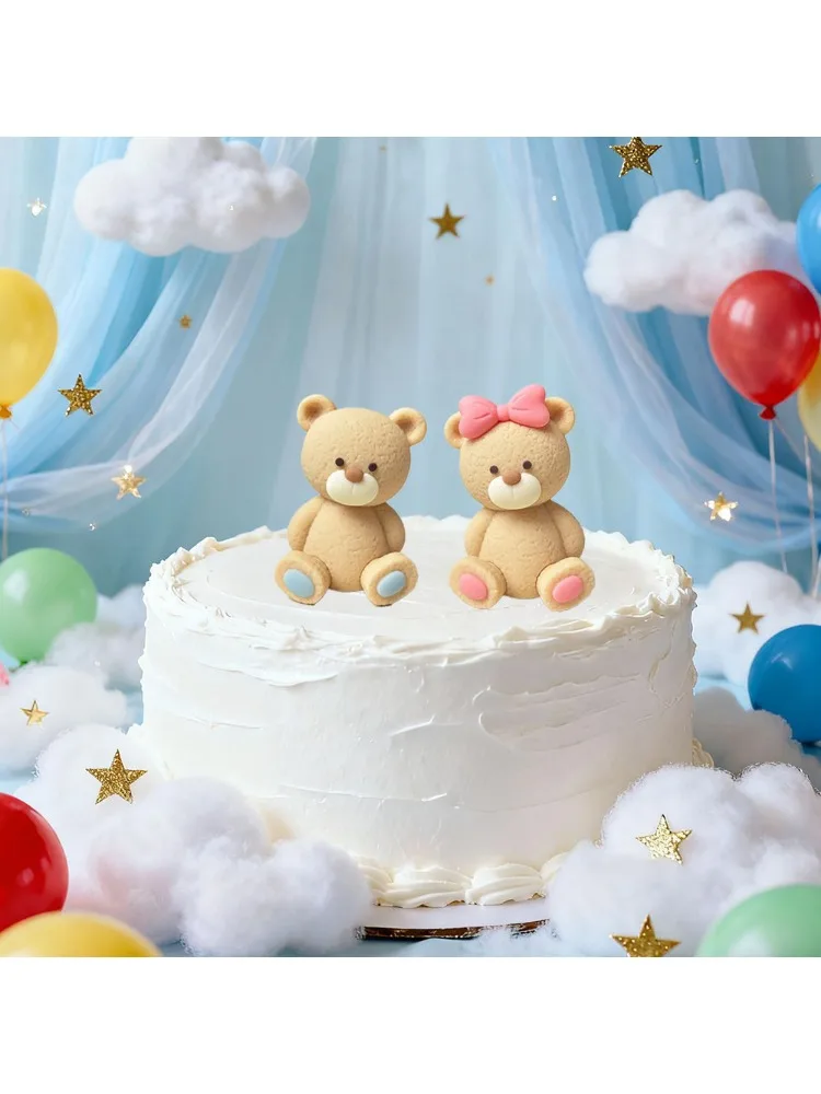 Décoration de gâteau ours révélation du sexe, décorations de gâteau ours pour garçon et fille, décorations de fête prénatale, révélation du sexe, fête d'anniversaire