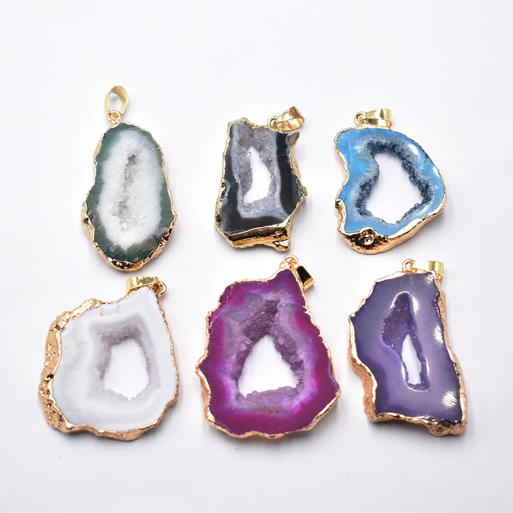 wholesale 6pcs/lot Natural Stone Agates Irregular Pendant for Jewelry Making DIY Necklace Earrings Accessories Gift