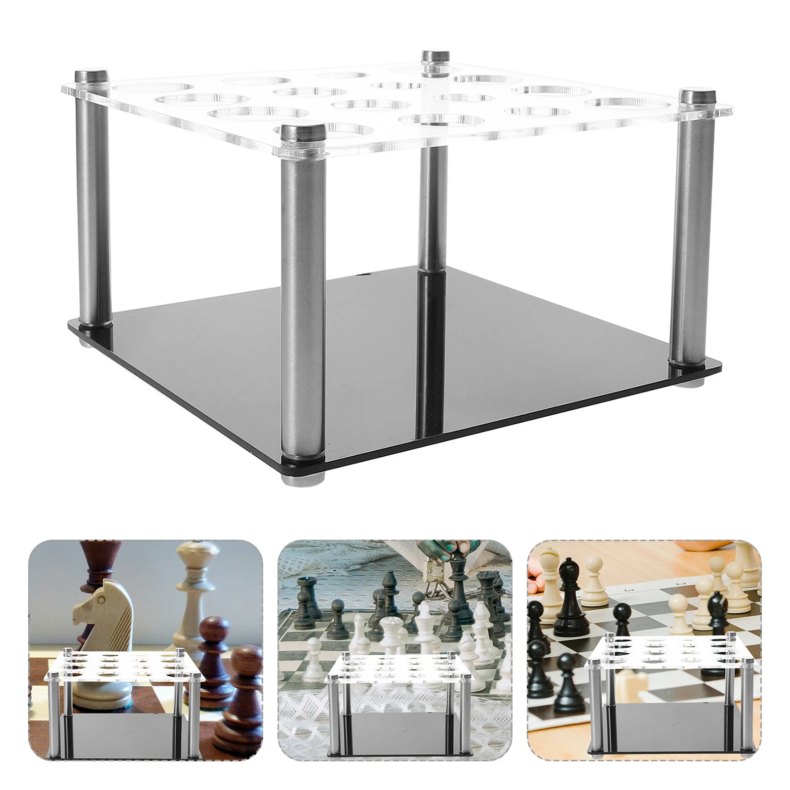 

Chess Piece Holder for DIY Acrylic Mold Stand Base Versatile Apertures Chess Set Storage Rack Game Piece Holder