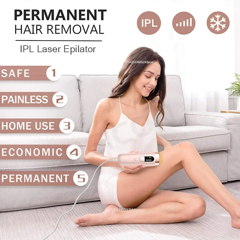 IPL Laser Hair Removal Device for Women - Painless, Permanent Hair Remover for Bikini, Body, Facial - IPL Laser Epilator Machine