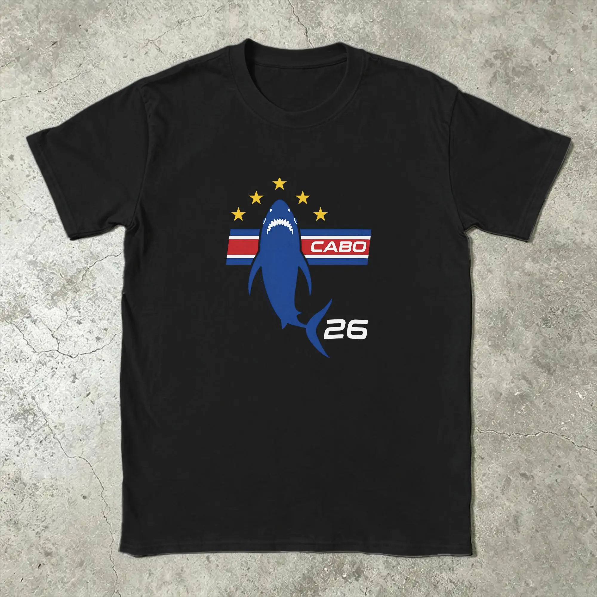 Men's T-Shirts Cabo Verde Flag Funny 100% Cotton Tee Shirt Short Sleeve shark T Shirts Crewneck Clothes Classic