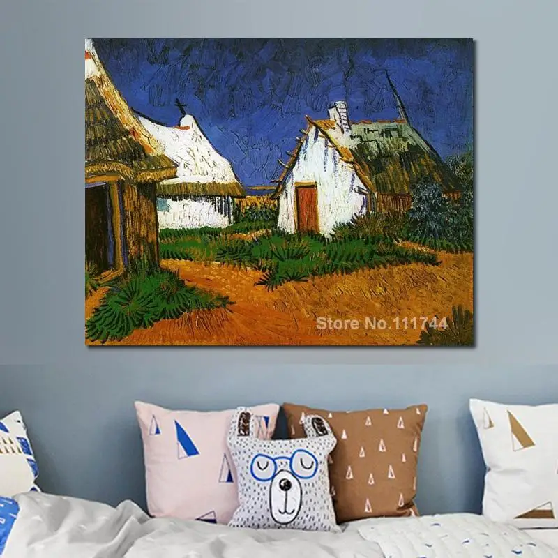 

Paintings by Vincent Van Gogh Three White Cottages in Saintes Maries Hand Painted Art on Canvas High Quality