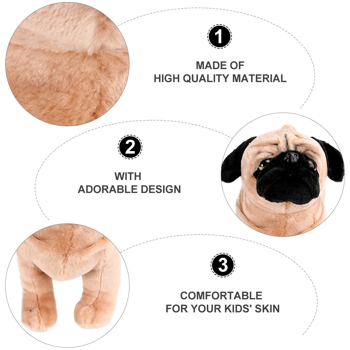 

1Pcs Adorable Pug Dog Stuffed Animal Children Company Mini Furry Pet Supplies Pet Toys Lovely Pug Dog Kid Company