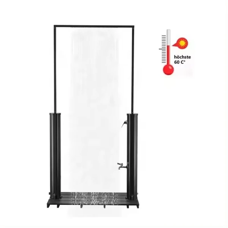 

Solar shower door, all black room outdoor solar energy, double water storage can store 60L hot water