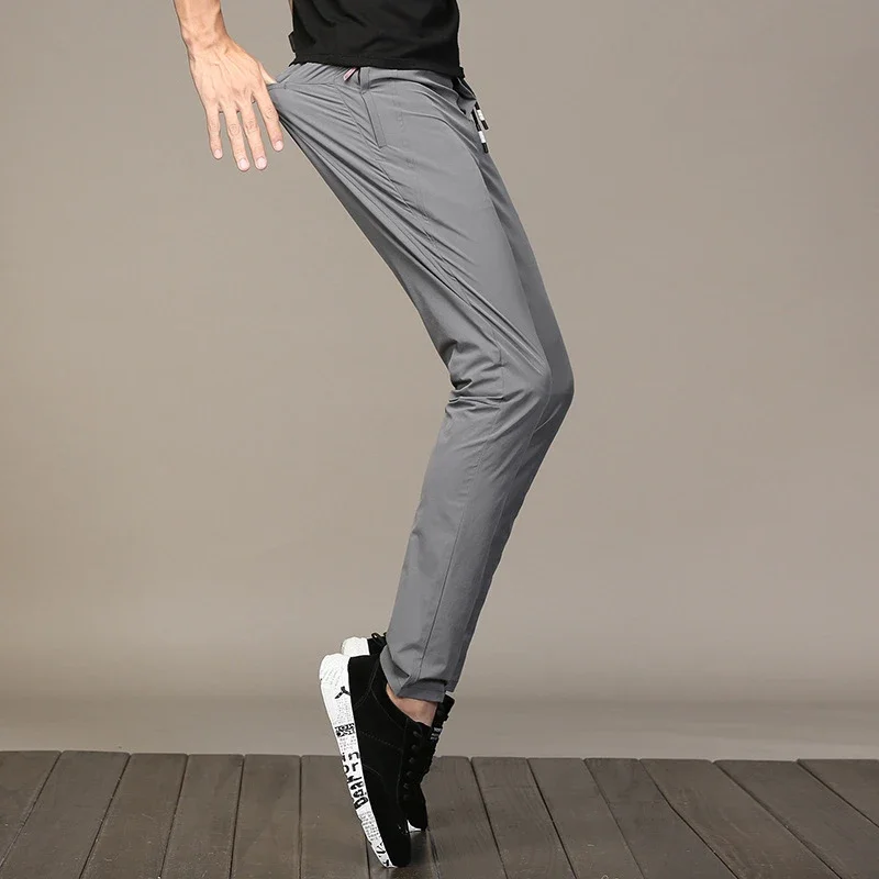 2022 Fashion Men Pants Slim Fit Spring Summer High Quality Business Flat Classic Full Length Casual Trousers Male Gray Black,918