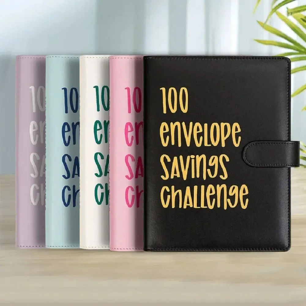 With Cash Envelopes 100 Envelope Challenge Binder Money Saving Habit Cultivation Financial Management PU Leather Pen Insert