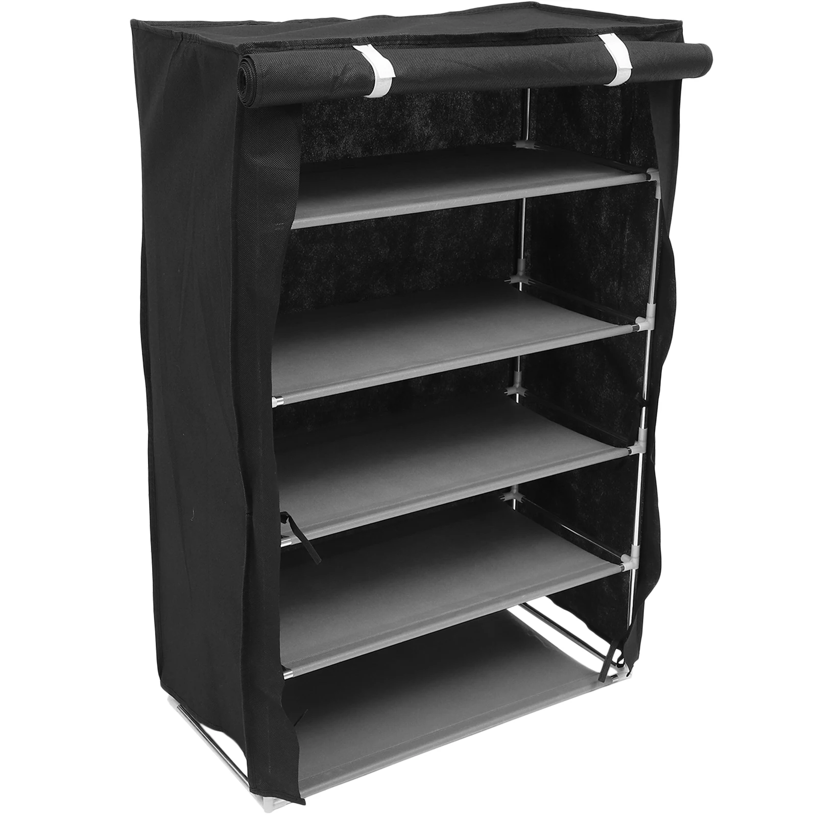 

6 tier Multi layer Shoe Rack Storage Cabinet Black Space saving Dustproof ganizer Home Dorm Hotel Steel Assembly