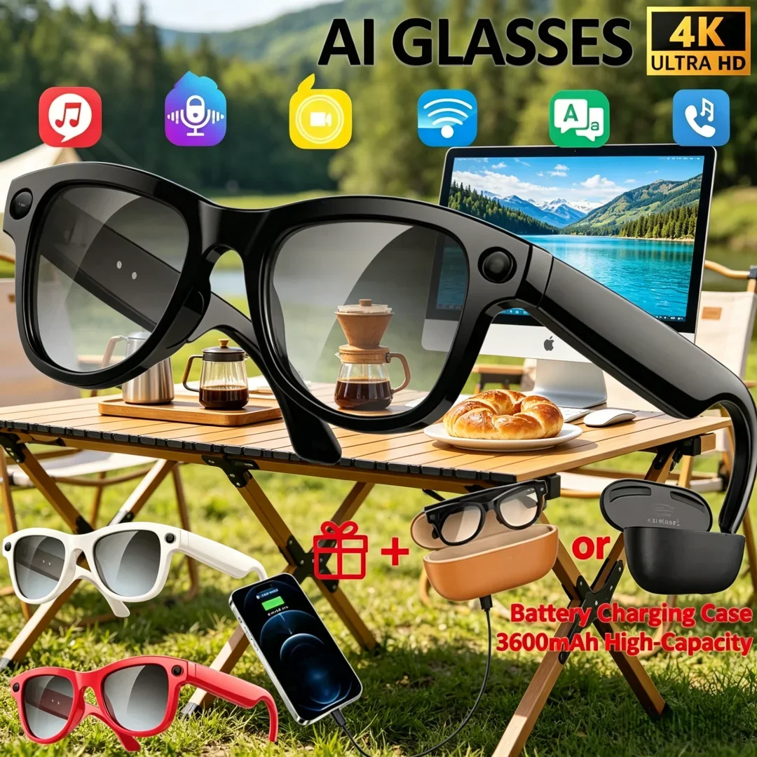 

Sophisticated 2026 Halcyon 4K HD AI Smart Glasses With Panoramic Shooting Camera Clear Bluetooth Call Sensitive Voice