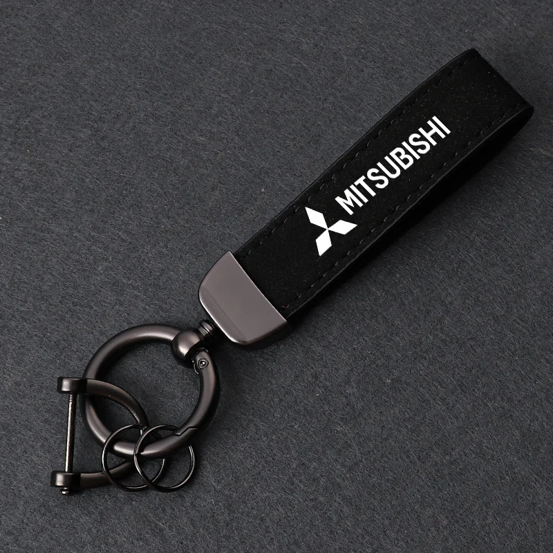 Suede Leather Car Styling Keychain 360 Degree Keyring Gift For Mitsubishi Ralliart Lancer EX Outlander ASX Competition Outlander