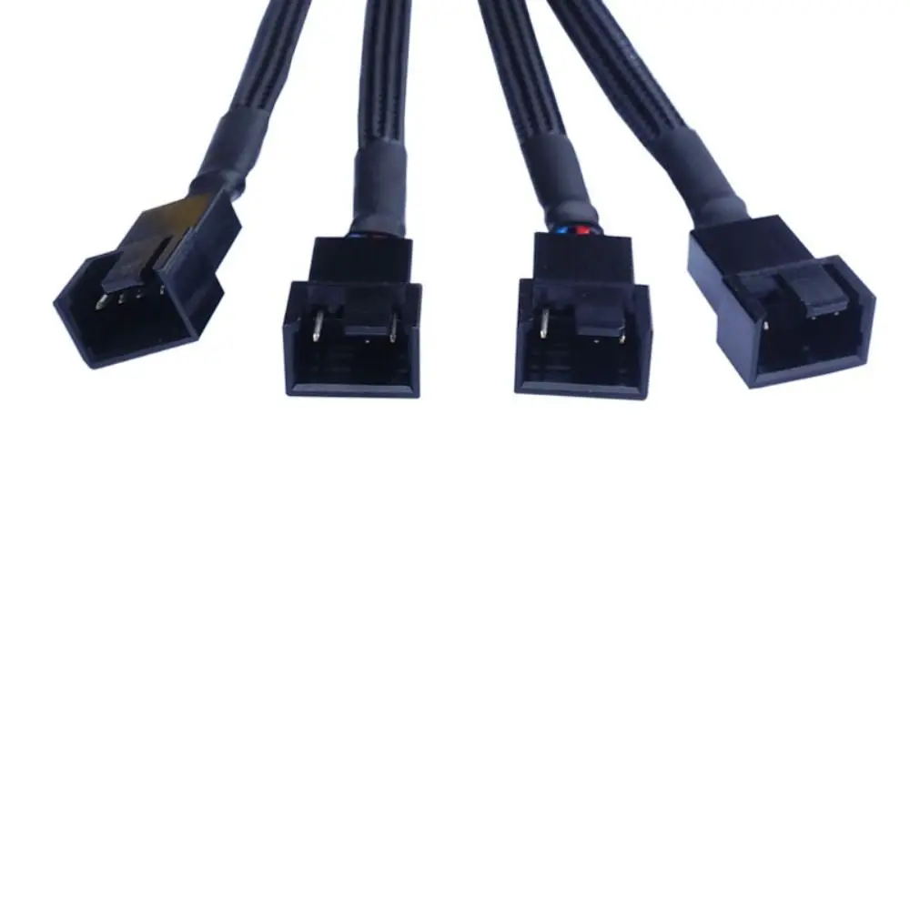 Male To Female 4 Pin Pwm Fan Cable Black Sleeved Braided Sleeving Temperature Control Fan Cable 4/3/2/1 Ways Splitter