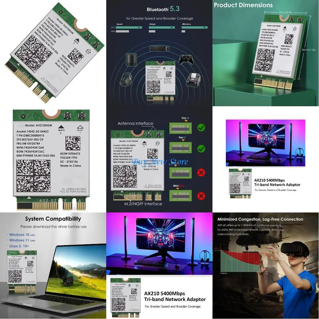 

20CE Advanced WiFi 6E Wireless Card up to 5400Mbps Speed Net Adapters Card