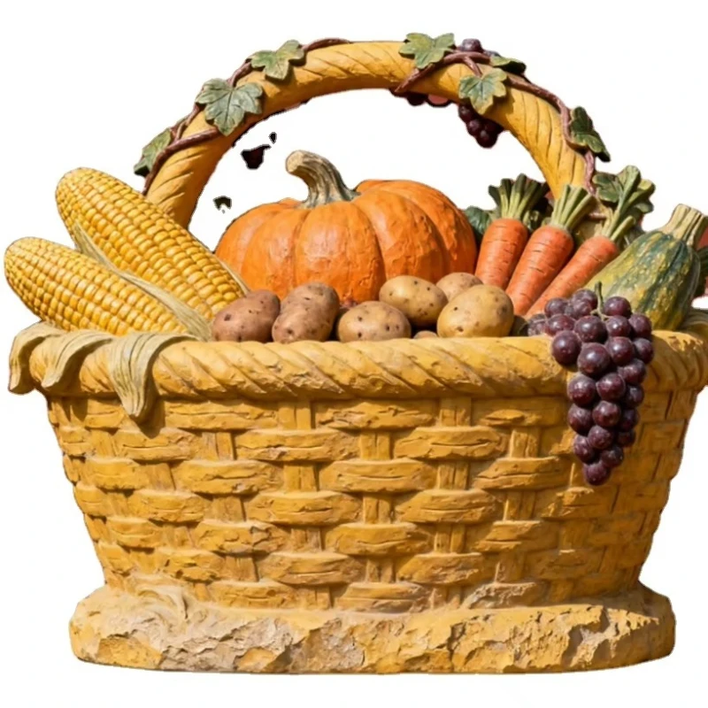 Ornamentos de Natal Presentes de fibra de vidro Mobiliário doméstico Grande cesta de frutas de resina