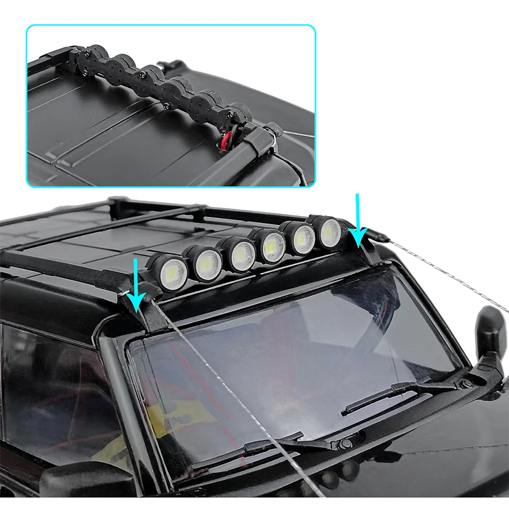 MIBIDAO Simulation Roof LED Light Spotlight Group for TRX4M Bronco 1/18 RC Crawler Car Model Parts