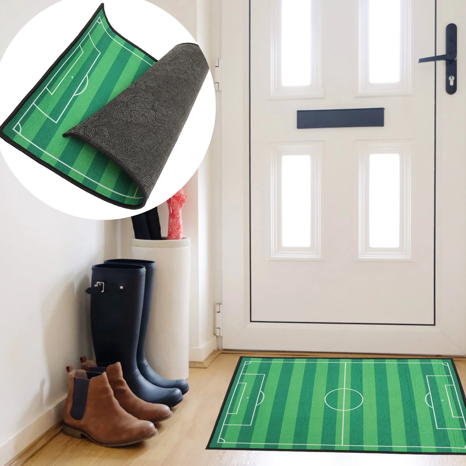 

Football Field Design Floor Mat Comfortable Touch Non-Slip Bath Bedroom Living Room Home Decoration Football Field Floor Mat