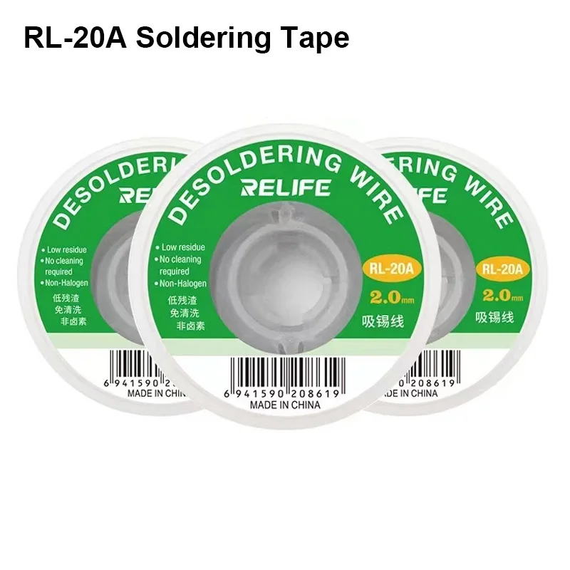 RELIFE RL-20A Desoldering Braid Tape Copper Welding Solder Remover 2mm Wire Soldering Wick Fast Tin Cleaning Soldering Line