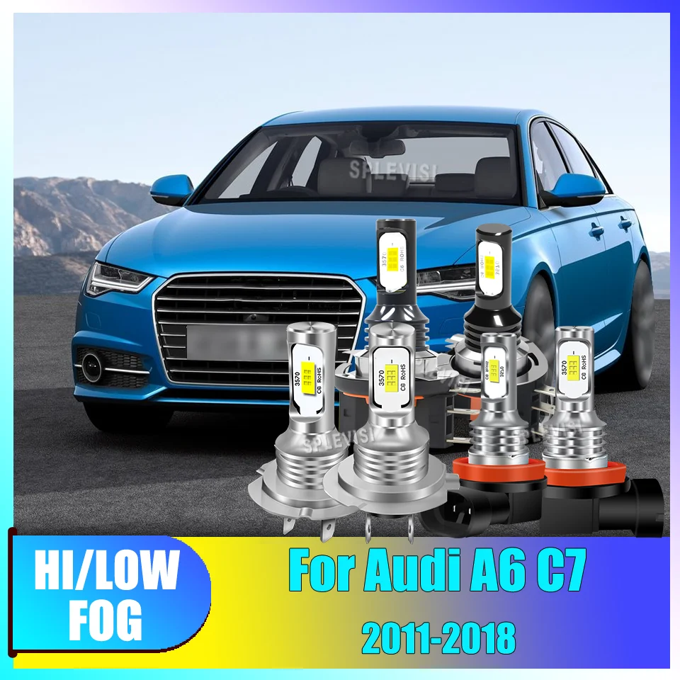 

H15 H7 Car LED Headlighs Hi Beam/DRL Low Beam Fog Light CSP Chips 2-Size For Audi A6 C7 2011 2012 2013 2014 2015 2016 2017 2018