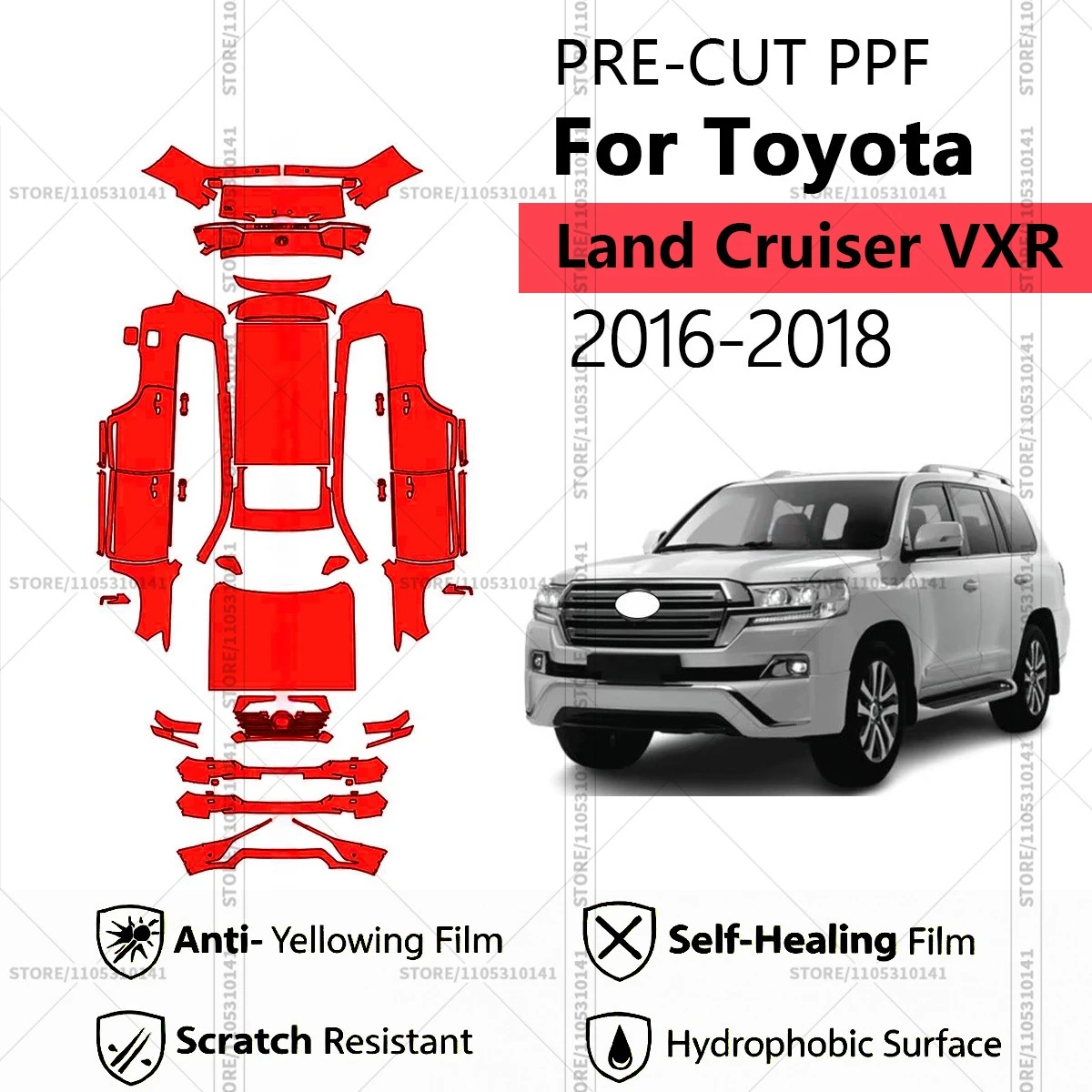 

Pre-Cut Paint Protection Film PPF Transparent Car Film Automotive PPF Full Vehicle For Toyota Land Cruiser VXR 2016-2018