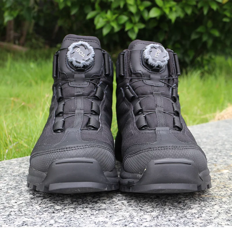 NEW 6 INCH MEN'S TRAINING BOOTS BOA BUCKLE QUICK PUT ON AND TAKE OFF TACTICAL BOOTS VIBRAM NON-SLIP RUBBER DUTY BOOTS