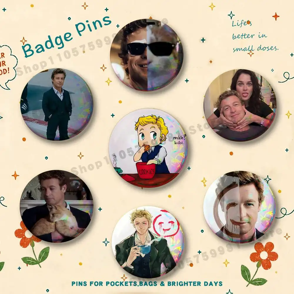 P-Patrick Jane Brooches for Bag Decor Jewelry Accessories Gift 25/32/44/58/75mm Round Cartoon Badges