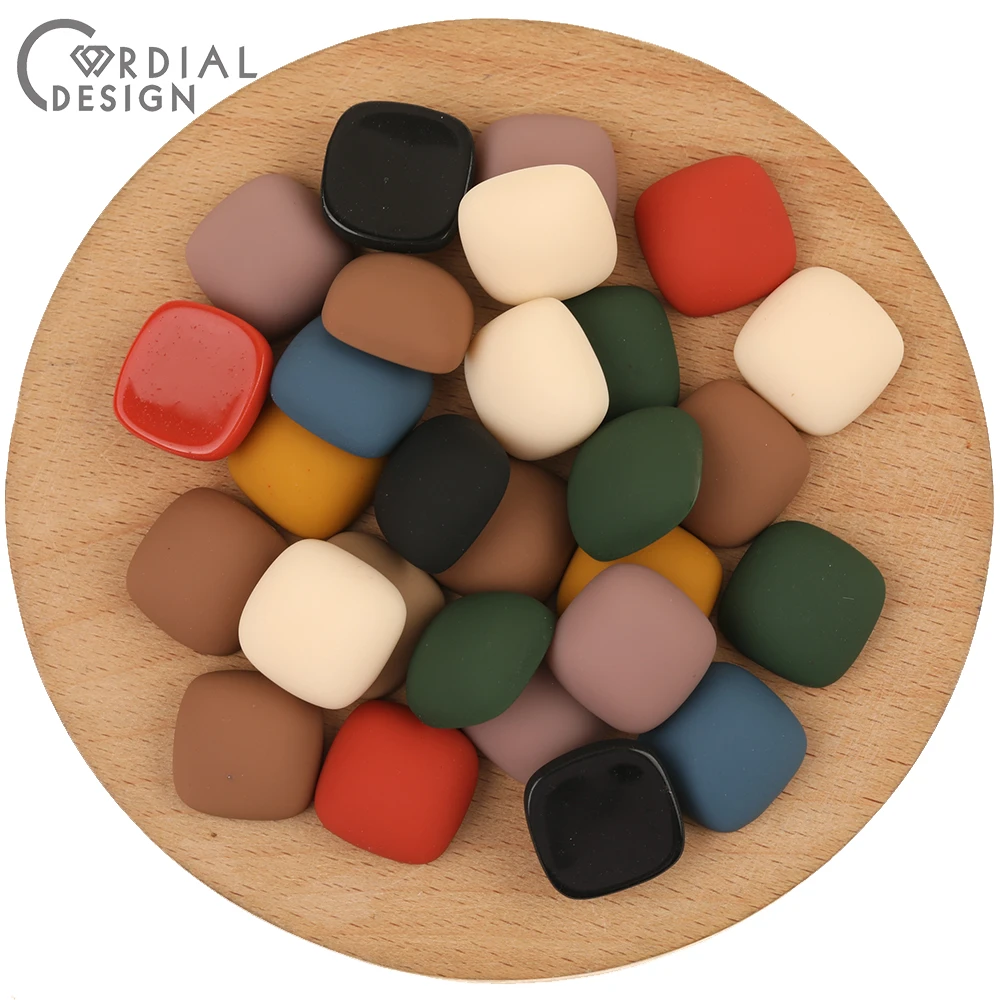 تصميم ودي 15*15 مللي متر 200 قطعة إكسسوارات مجوهرات/خرز أكريليك/تأثير مطاطي غير لامع/شكل مربع/يدوية الصنع/صنع خرز ذاتي الصنع #4