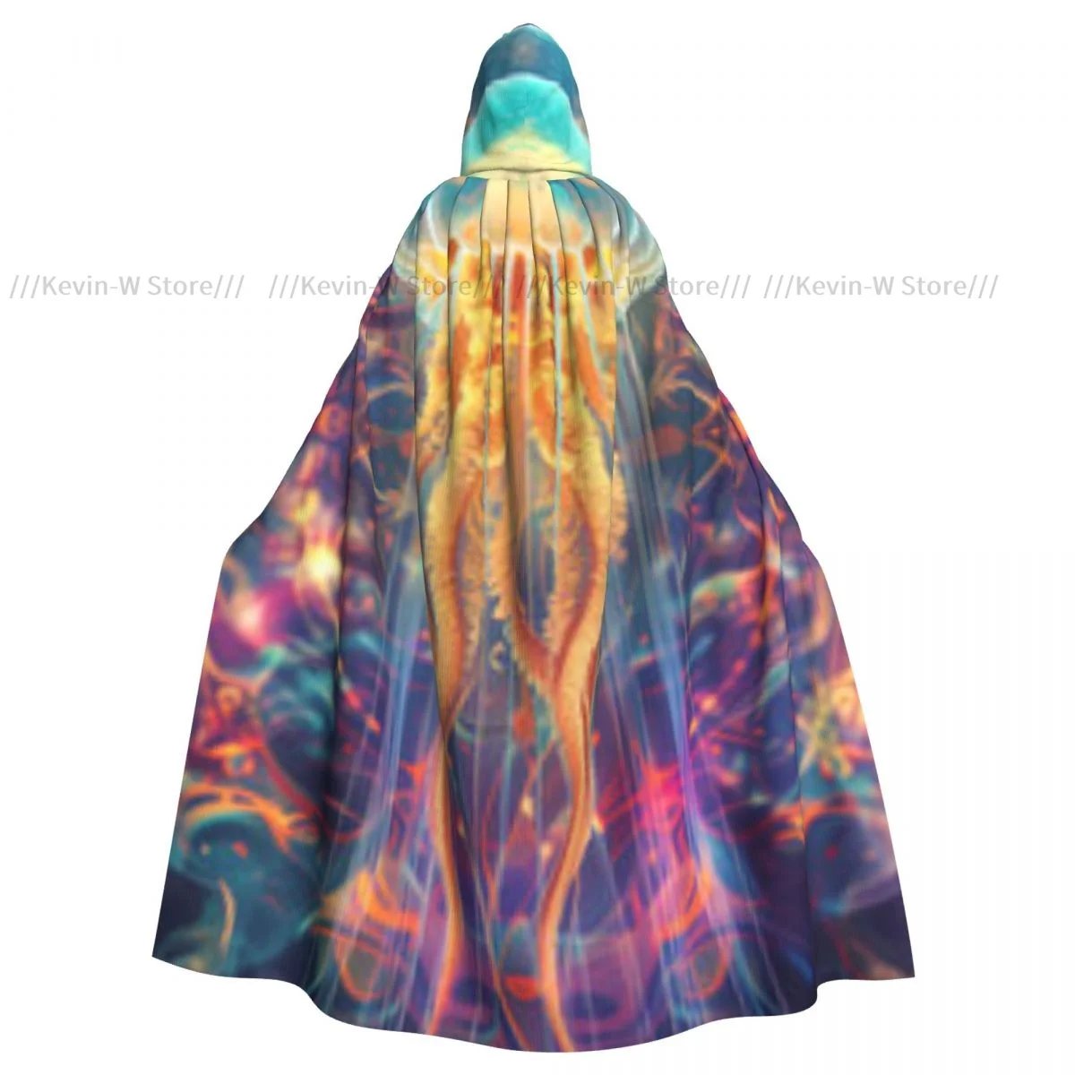 Unisex Adult Koi Fish And Cherry Blossom Background Cloak with Hood Long Witch Costume Cosplay