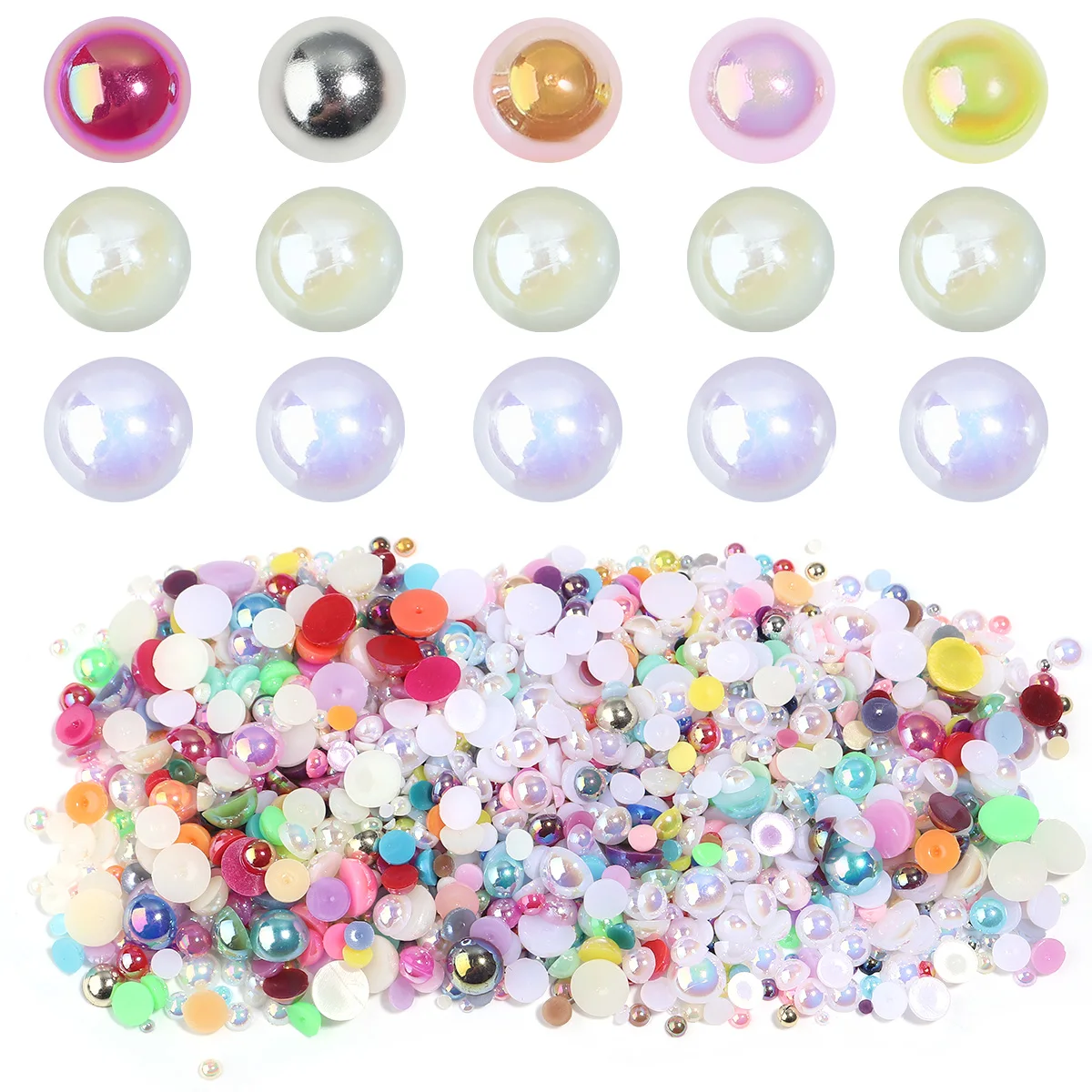 50-1000 Stück AB-Farbe Imitationsperlen Cabochons Halbrunde Flachrückseitige Perlen für DIY-Schmuckherstellung, Zubehör, Nagelkunst und Bastelarbeiten – Detail 6