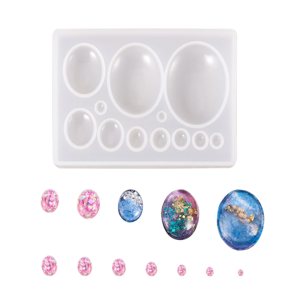 1 pc Silicone Cabochon Molds Epoxy Resin Casting Molds For UV Resin DIY Jewelry Craft Making Oval White 86x66x10mm
