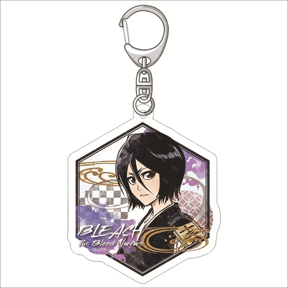 Popular Anime BLEACH The Blood Warfare Acrylic Keychain Kurosaki Ichigo Kuchiki Byakuya Aizen Sousuke Pendant Keyring Series