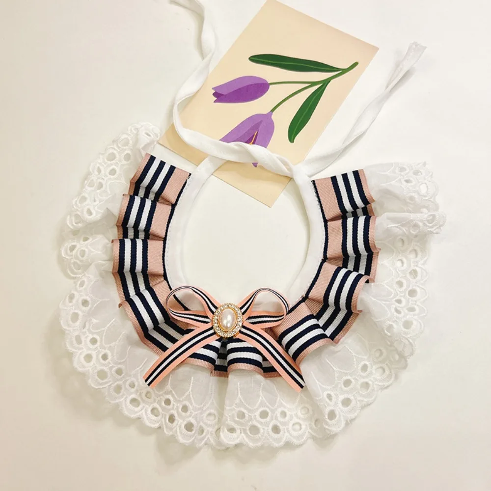 

Puppy Bowtie Necklace Cat Lace Collar Jewelled Adjustable Dog Bib Neckerchief Elegant Pet Necktie For Dog/Cat