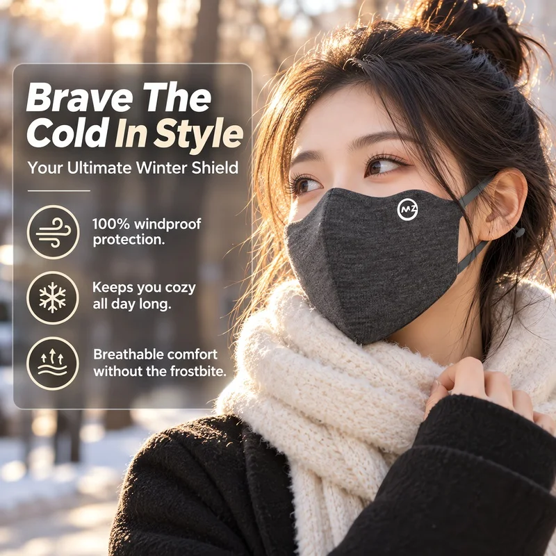 3D Support Warm Face Mask, Outdoor Travel Dustproof Windproof Cover, Breathable Thermal Face Shield for Fall Winter Unisex
