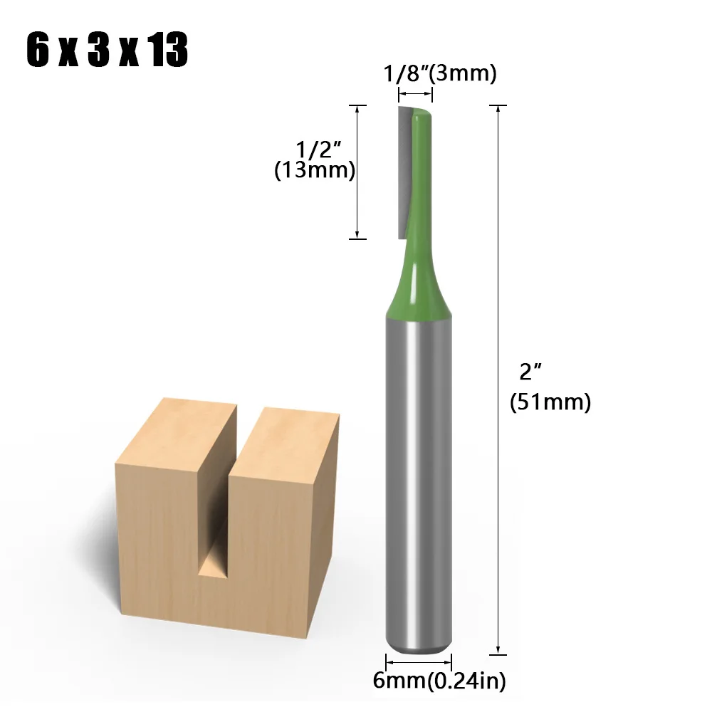 1 pz 1/4 "6.35MM 6MM codolo fresa intaglio del legno codolo singolo doppio flauto punta dritta fresa carburo di tungsteno