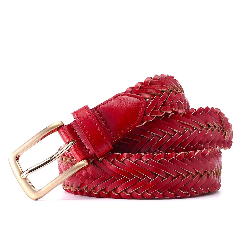 Ceinture pour femmes, nouvelle mode, vêtements décontractés, tissé, Design Joker, PU, couleur vive, Jeans populaires, rouge, noir, jaune, 2025 95cm, 105cm, 115cm