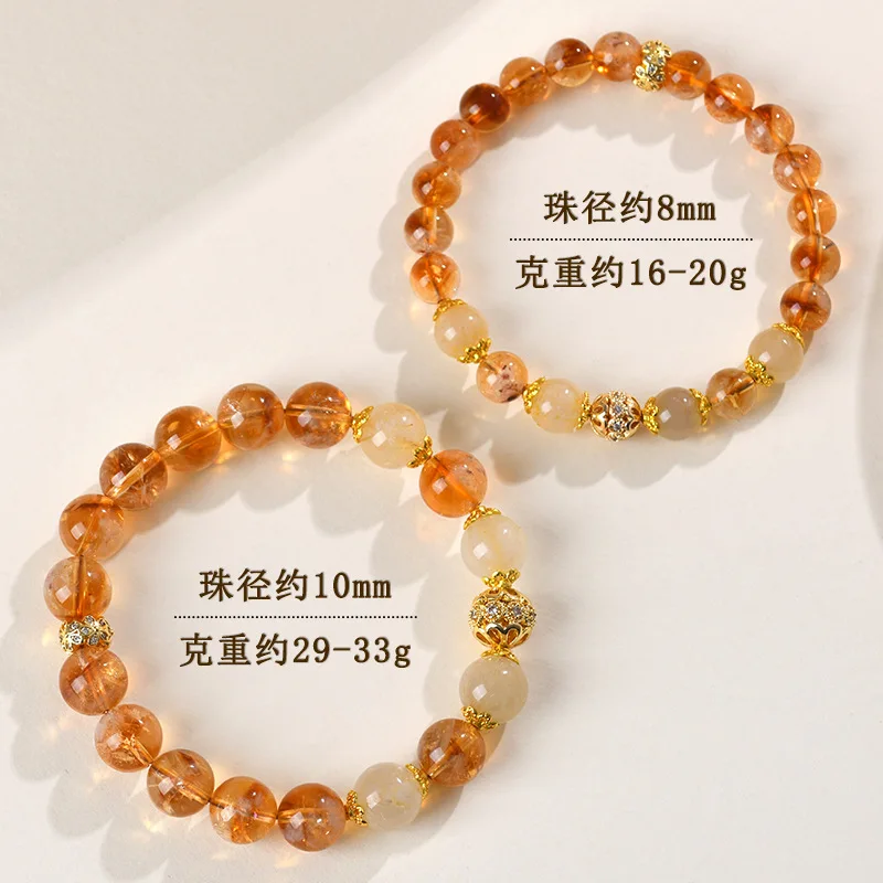 

Natural Pagoda Yellow Rutilated Quartz Fashion National Style Women'S Bracelet