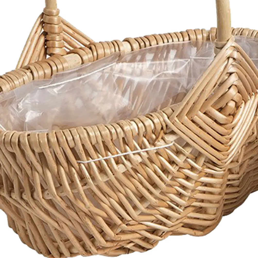 

1 шт. Корзина для фруктов из натурального ротанга, ручной работы, деревянная корзина для хранения закусок, хлеба, овощей, сухоцветов, реквизит для фотосессий, для дома и сада