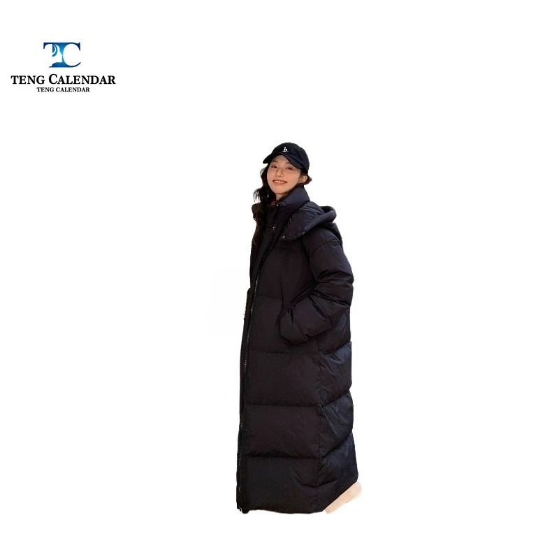Jaqueta de inverno para baixo e algodão, edredom longo acima do joelho até o tornozelo, jaqueta grossa, novo estilo de inverno 2025 masculino e feminino