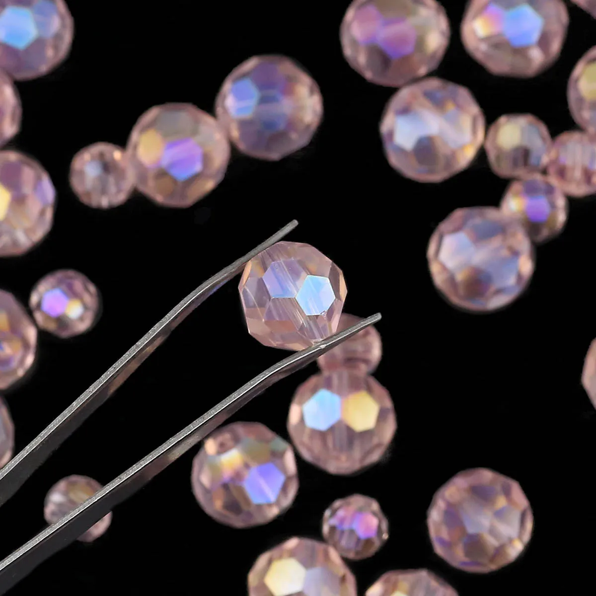 Austrian Crystal Faceted Balls Bead Pink Glass Loose Spacer Beads For Jewelry DIY Bracelets Earrings Accessories 3/4/6/8/10mm