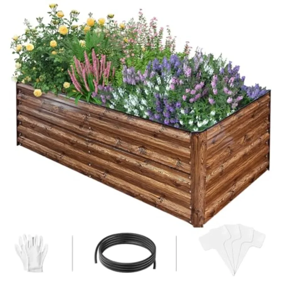 

Metal Raised Garden Bed 6x3x2FT Planter Box Outdoor for Vegetables Herb Flowers Deep Root Planting 269 Gallon Capacity Wood Gra
