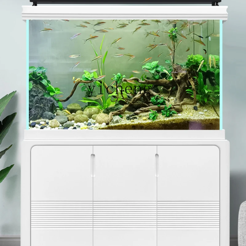 

XL Fish Tank Living Room Floor Household Super White Hallway Screen Hallway Care-Free Ecological Fish Tank