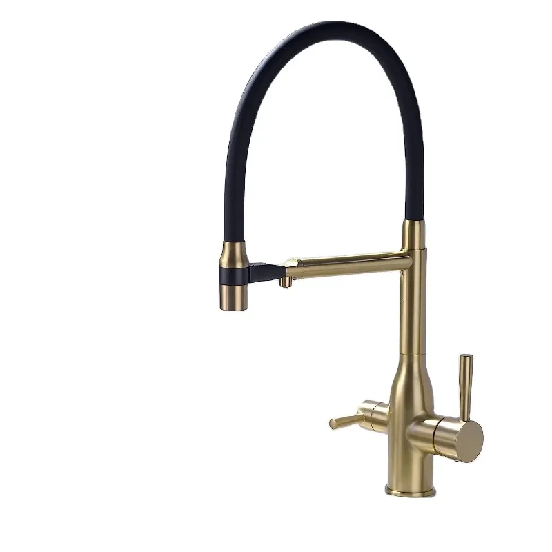 

Смеситель Zc с краном для фильтрации питьевой воды, смеситель для раковины с двойной ручкой и одним отверстием, смеситель для раковины из латуни из матового золота