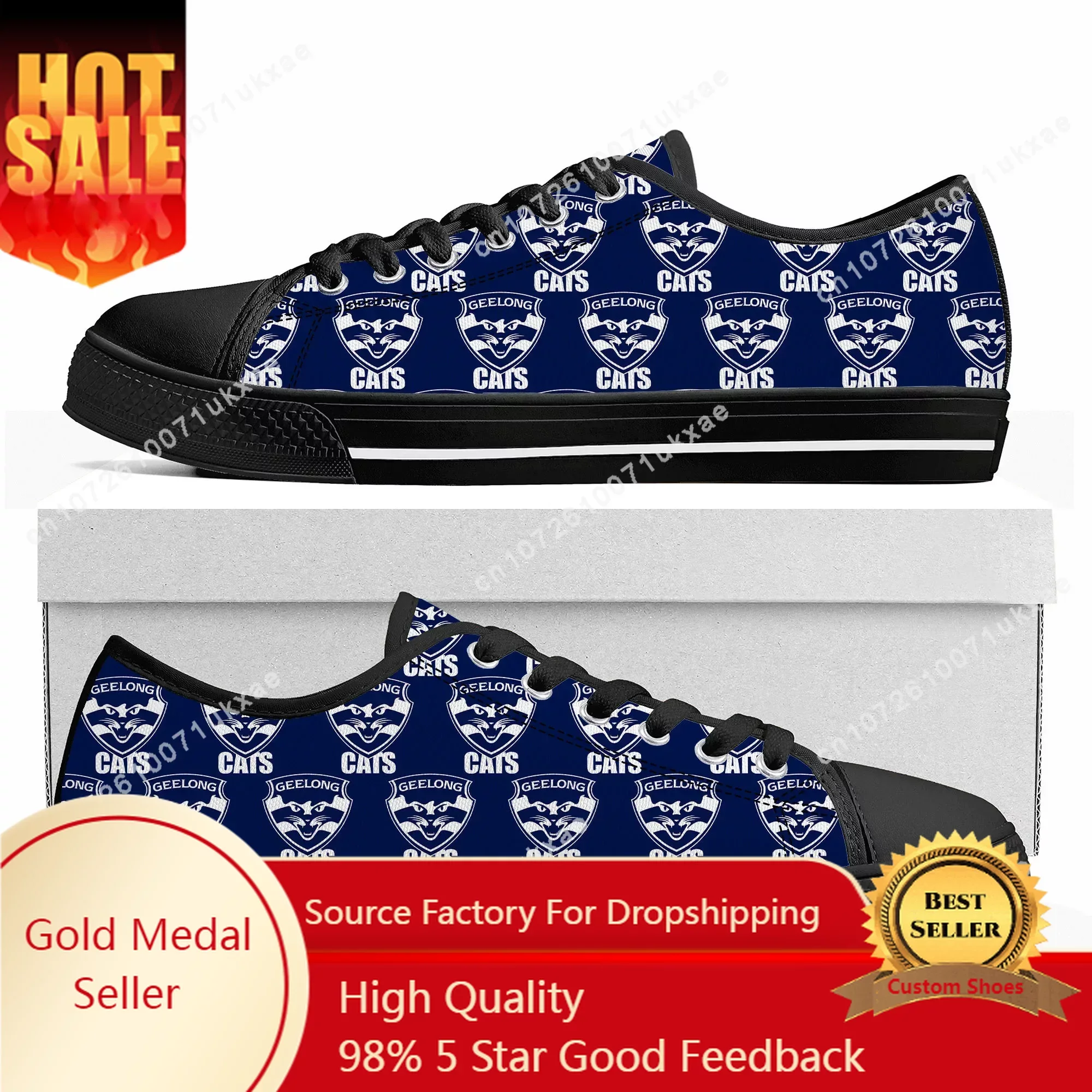 

Geelong Cats Australian Football Low Top Sneakers Mens Womens Teenager High Quality Canvas Sneaker Casual Shoes Custom Shoe