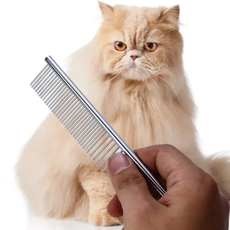 

Cat Comb Stainless Steel Pet Hair Remover Long Hair Straight Combs for Cats Cleaning Tools Dog Brush Pet Grooming Cat Supplies