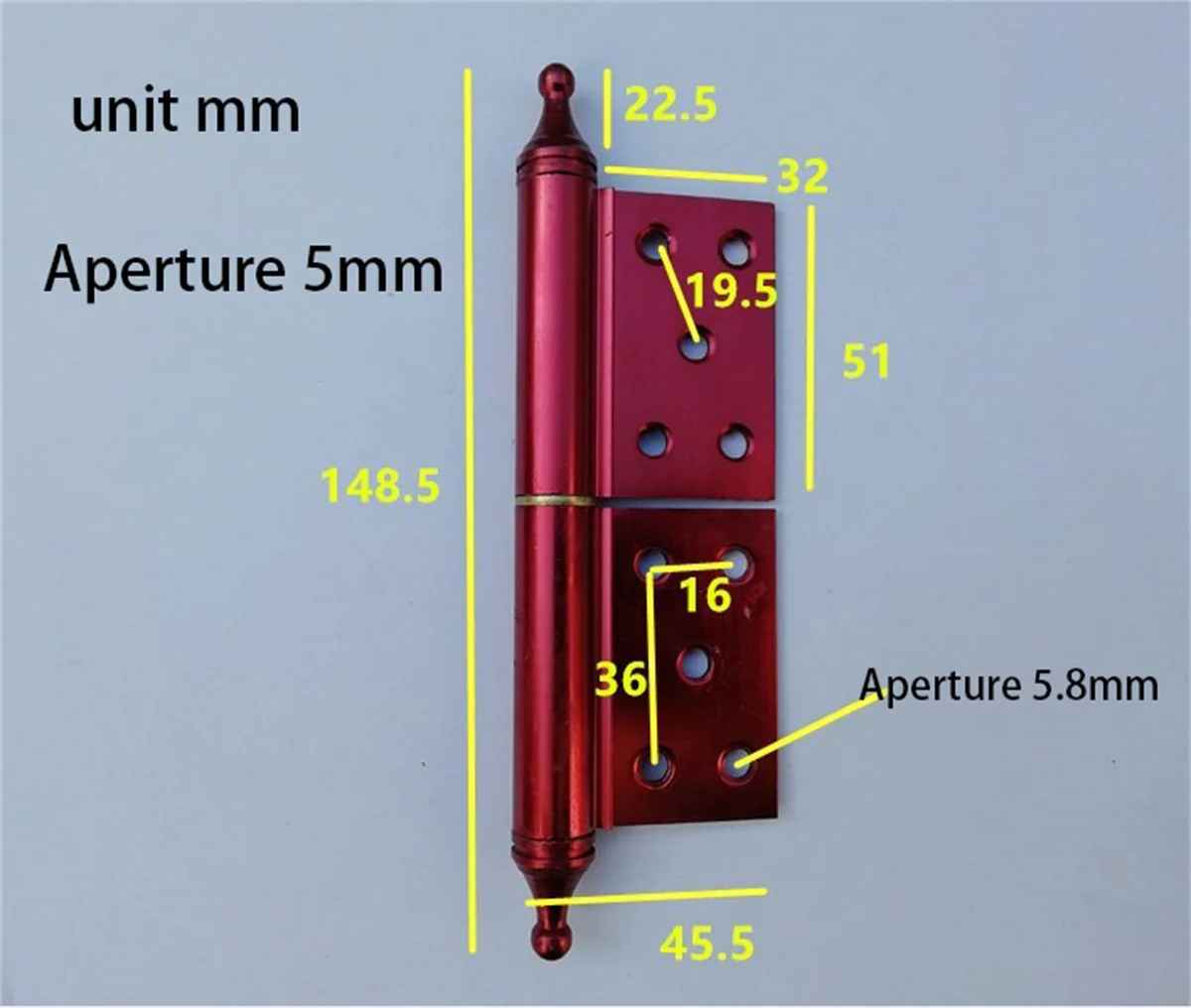 

Fireproof door flag hinge detachable iron door stainless steel welding red bronze rose gold gourd crown head