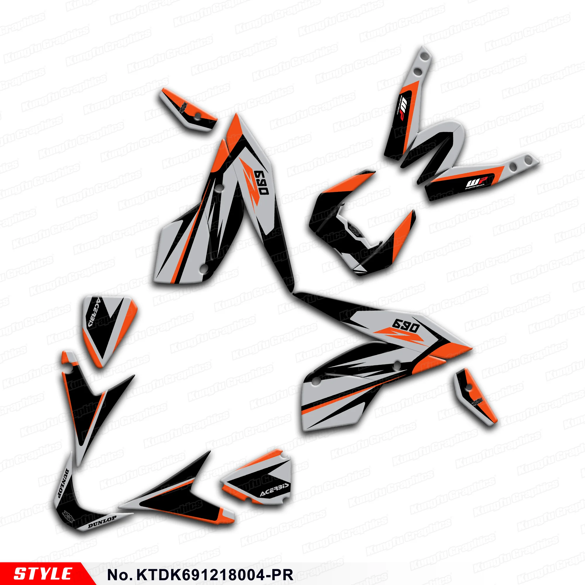 

Aftermarket Racing Graphics Laminated Decals for KTM DUKE 690 2012 2013 2014 2015 2016 2017 2018, KTDK691218004-PR