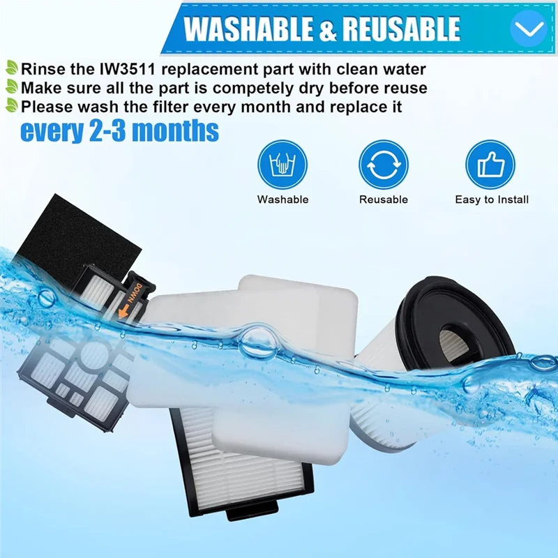 ABUS-IW3511 مرشحات استبدال ل القرش كشف برو اللاسلكي عصا IW1111 IW3511 مكنسة كهربائية مجموعة مرشح أجزاء الملحقات