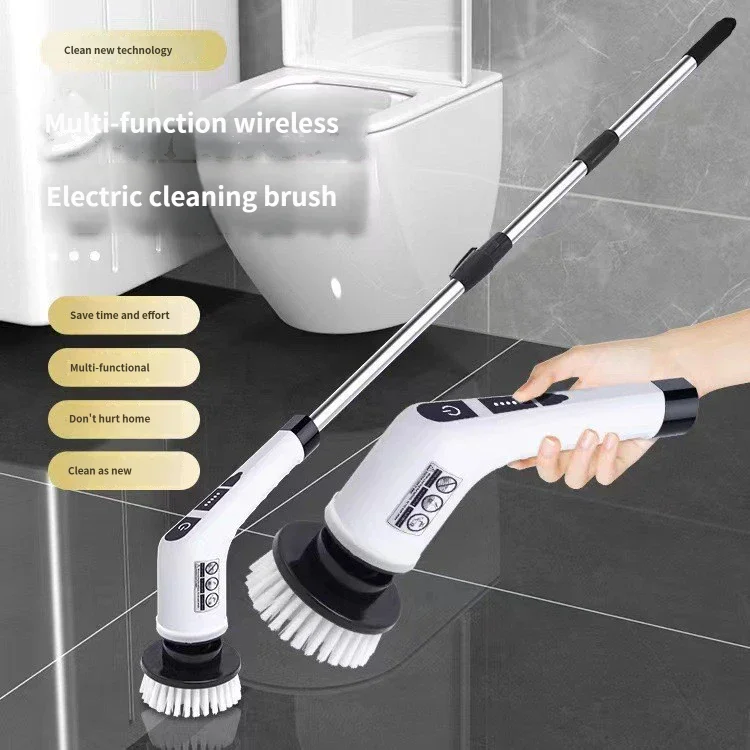 Cepillo de Limpieza Eléctrico: Cabezal 9 en 1, Herramienta Multifuncional Giratoria Flexible para Baño, Pisos, Espacios en Esquinas y Vidrio de Ducha