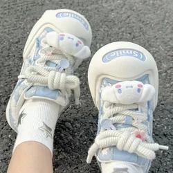 Sanrio Cinnamoroll Blue Canvas Shoes Girls 2024 New Cinnamoroll Platform Sneakers Versatile Cute Preppy Style Skateboard Shoes