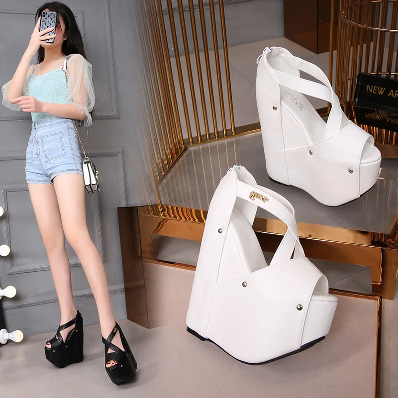 Female Thick Heel Platform Summer Sandal 18Cm Plus Size High Heels Open Toe Women Shoes Party Dress Pumps Women Sandals