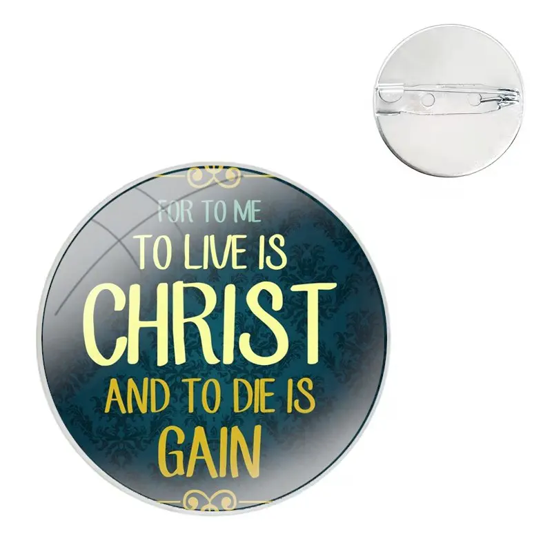 Glass Dome Brooches Shirt Lapel Bag Cute Badge Pins For Clothes Hat Accessories The Book of Mormon Jesus Christ Bible