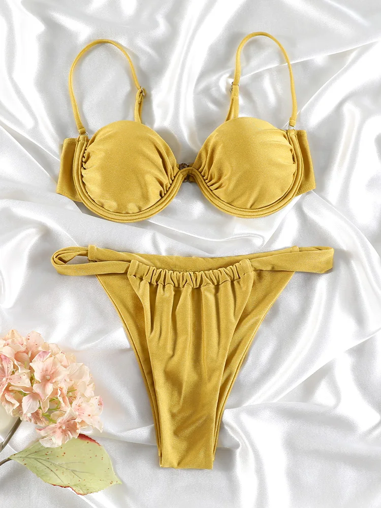 

Solid Color Bikinis For Women 2025 Bikini Set String Swimsuit Low Waist Summer Bathsuit Sexy Biquini Micro Thongs Beachwear