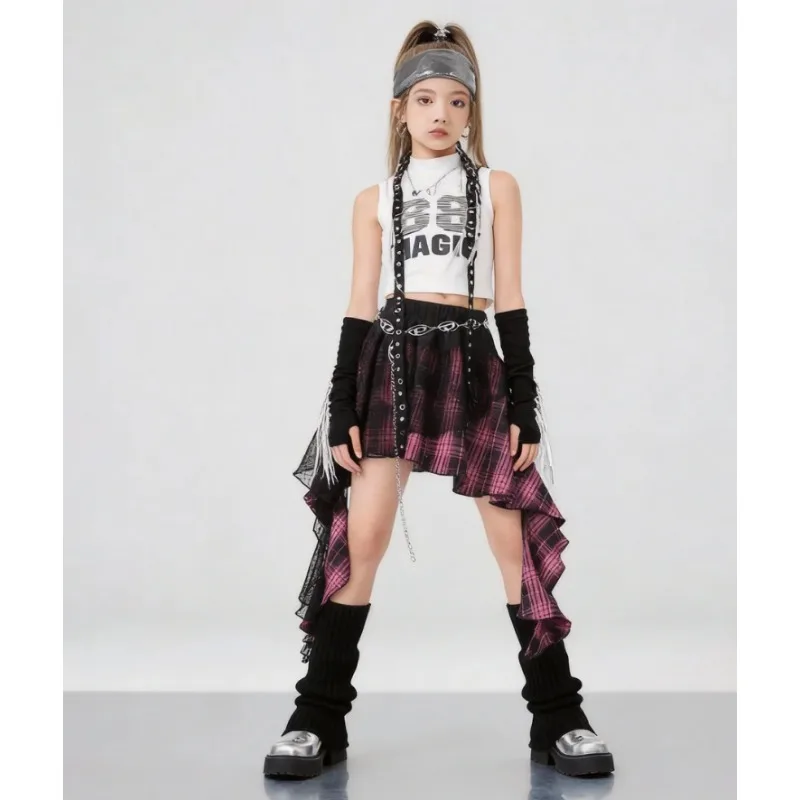 Mädchen Jazz Hip-Hop Tanzkostüme Set Bühnenoutfits für Mädchen Gruppen Kpop Mode Laufsteg-Show Tanzbekleidung Sets – Detail 2